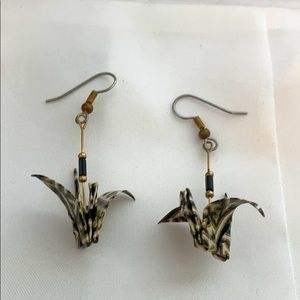 Paper bird drop earrings